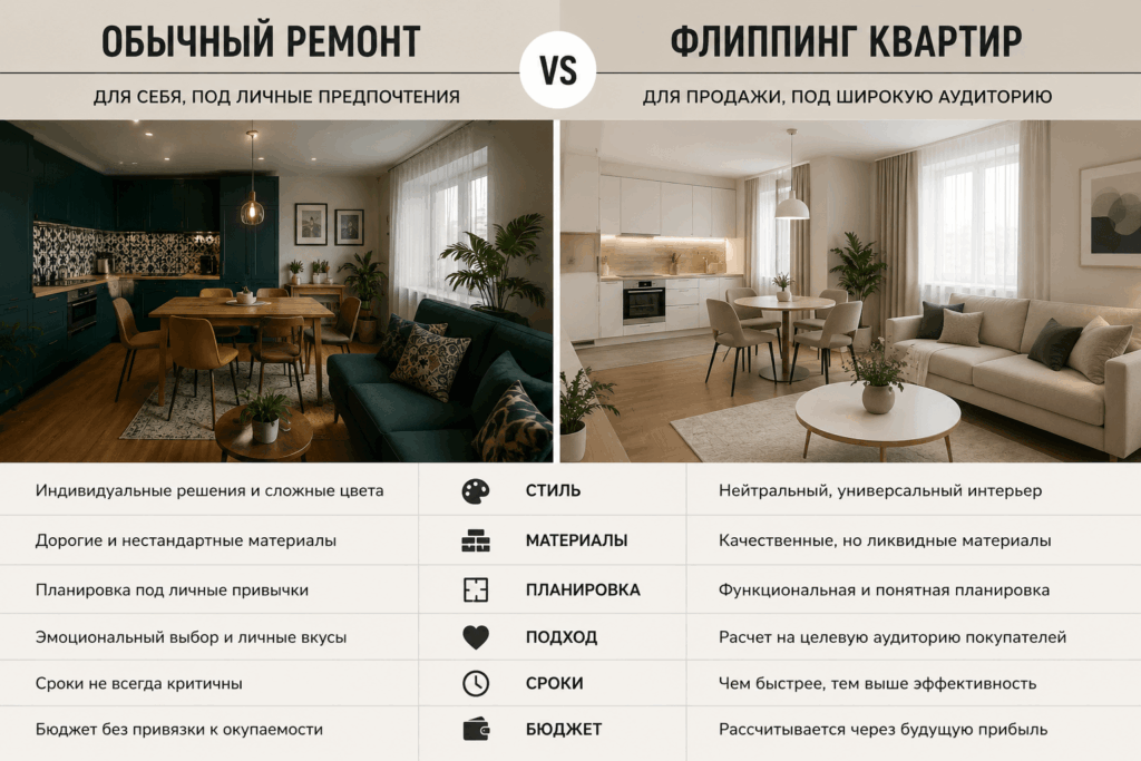 Чем флиппинг квартиры отличается от обычного ремонта
