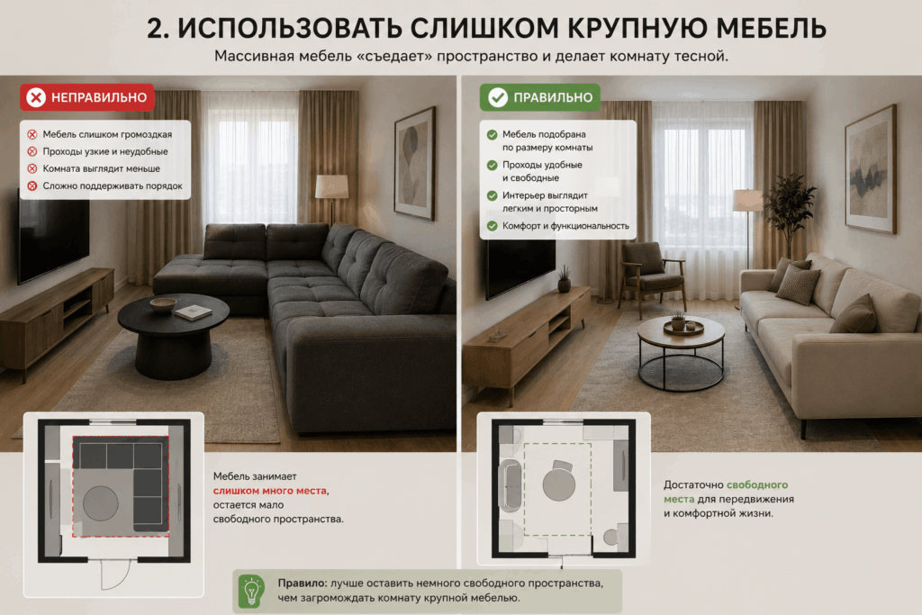 крупная мебель в интерьере