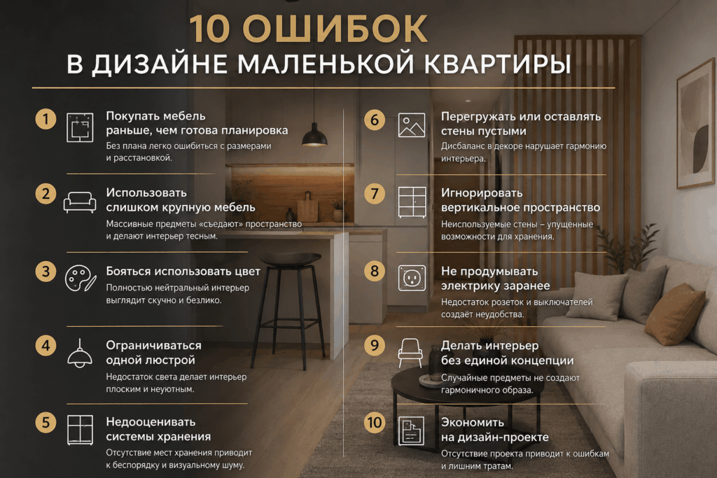 ошибки в дизайне маленькой квартиры