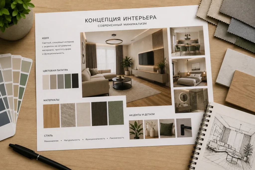 Концепция интерьера для дизайн-проекта квартиры